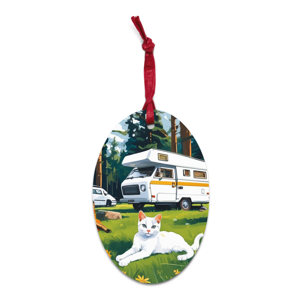 PugMug Custom White Companion Cat Wooden Ornament