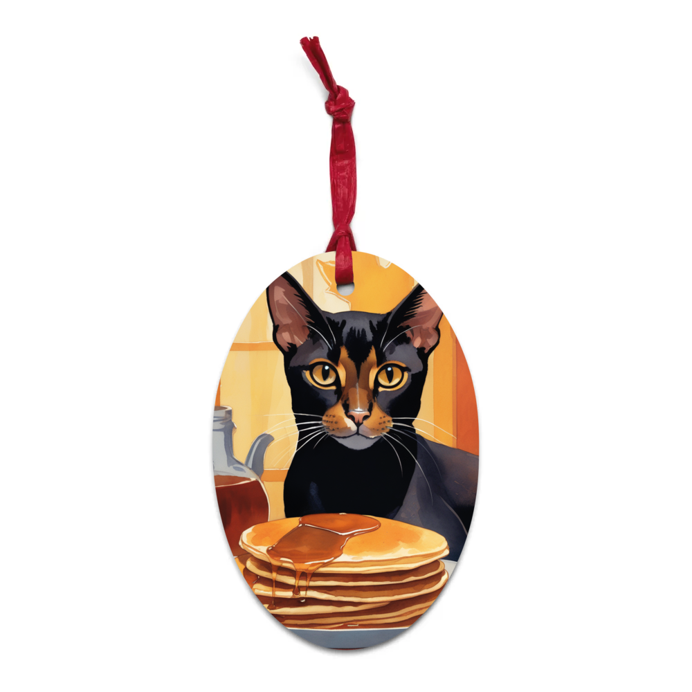 PugMug Custom Black Abyssinian Cat Wooden Ornament