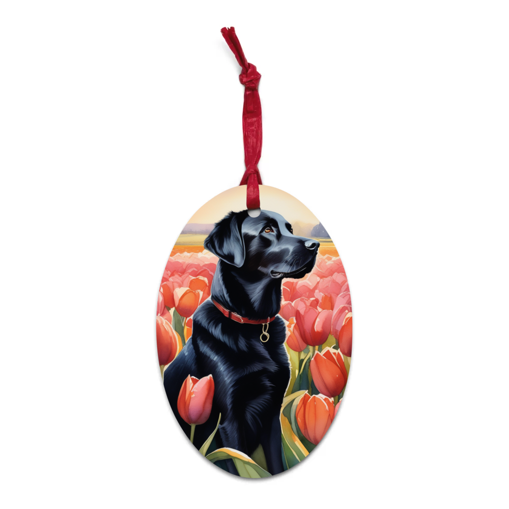 PugMug Custom Black Labrador Retriever Wooden Ornament
