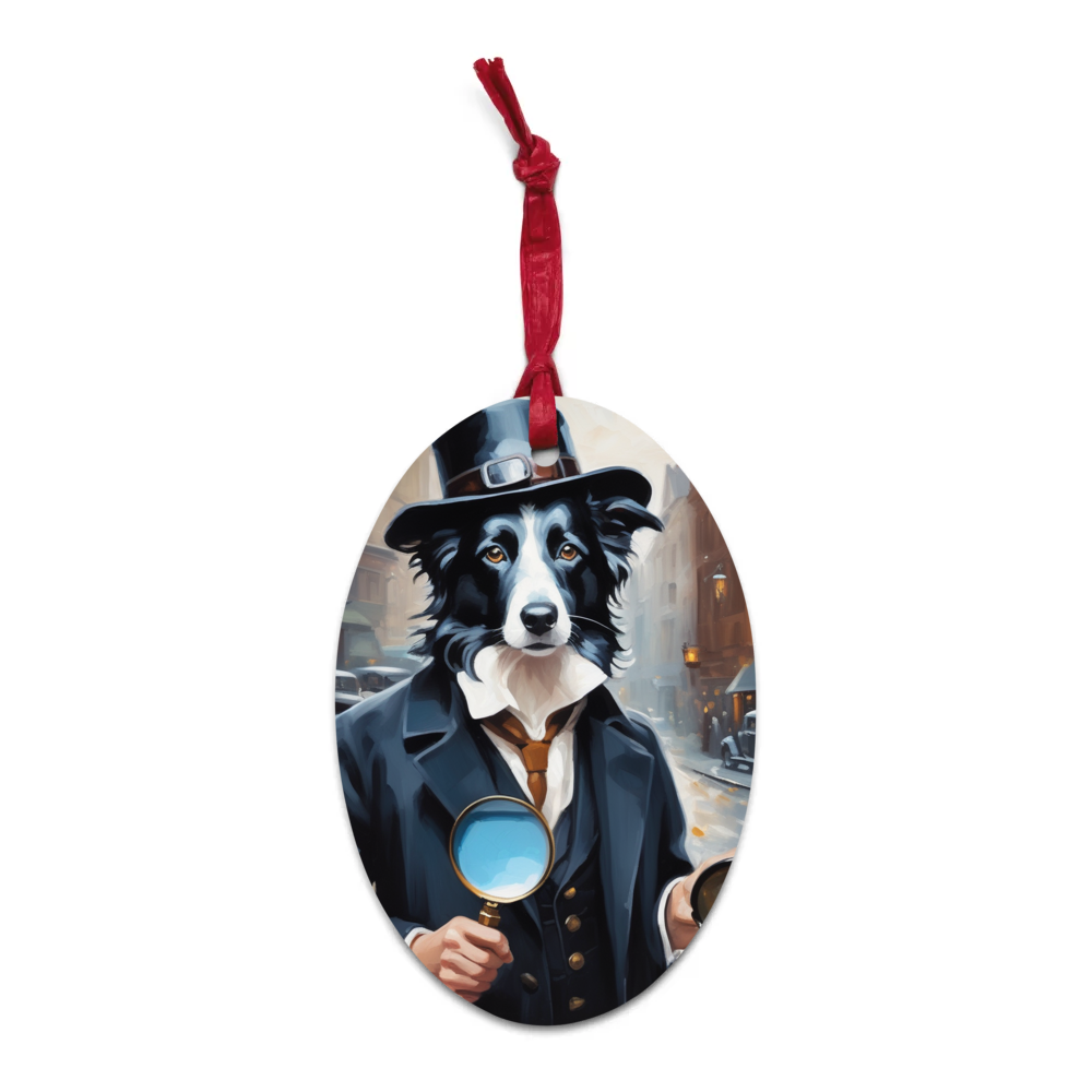 PugMug Custom Border Collie Wooden Ornament