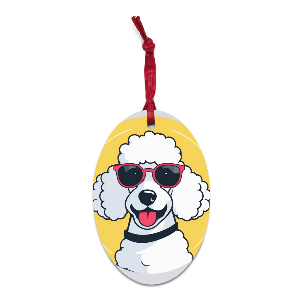 PugMug Custom White Poodle Wooden Ornament