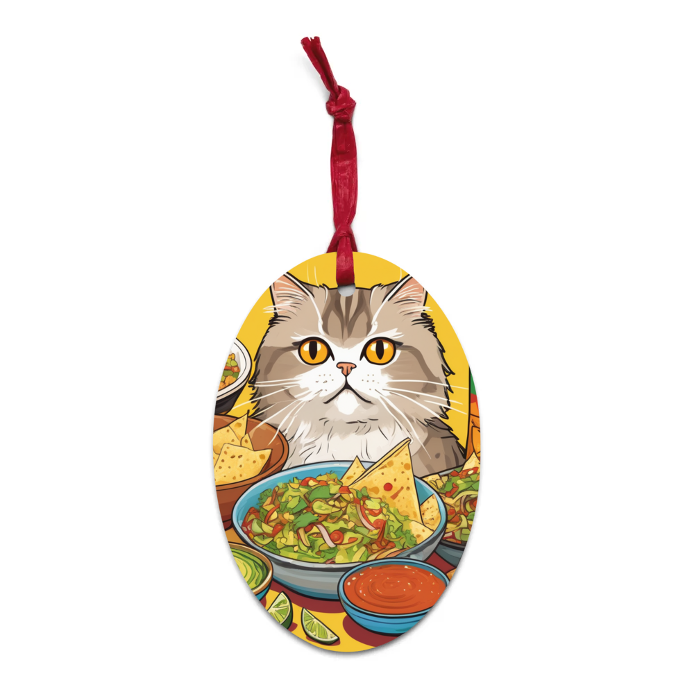 PugMug Custom Tabby Persian Cat Wooden Ornament