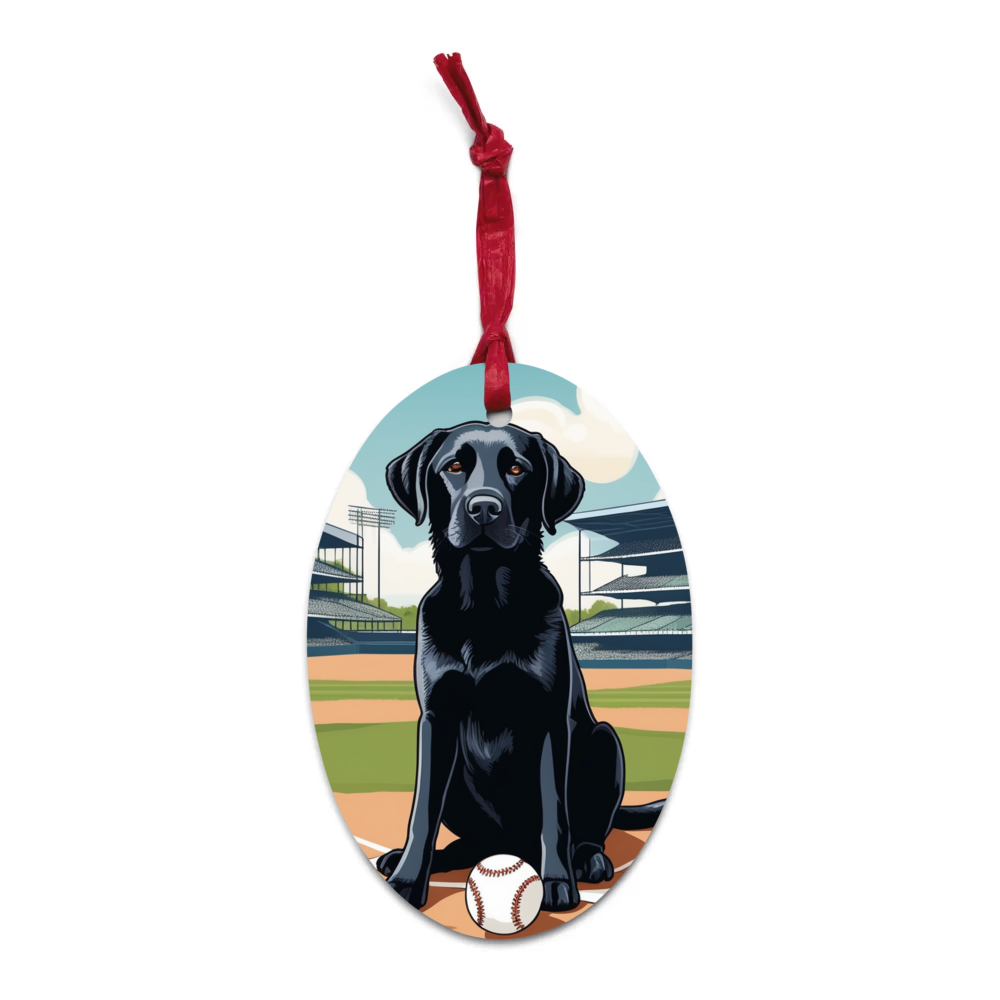 PugMug Custom Black Labrador Retriever Wooden Ornament