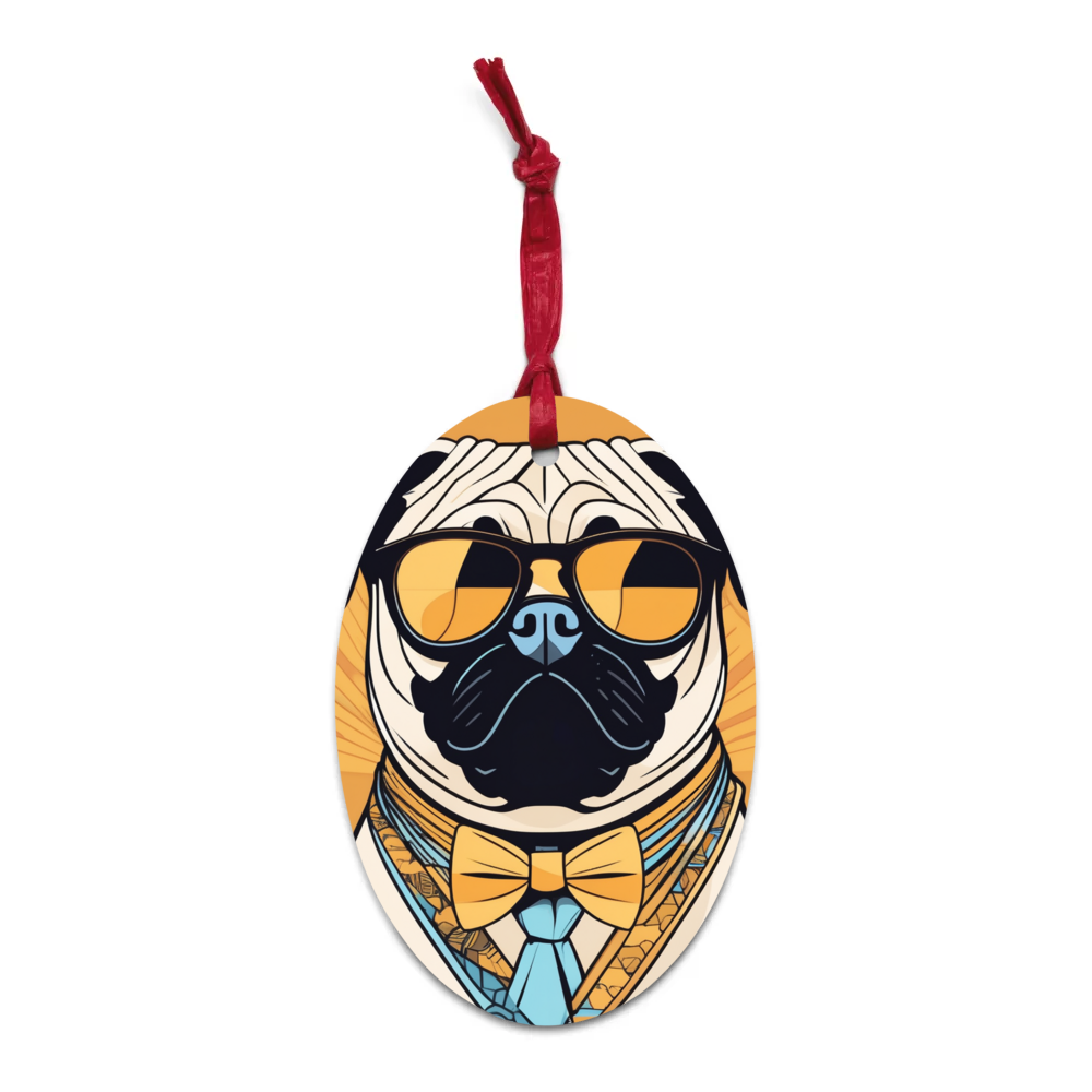PugMug Custom Pug Wooden Ornament