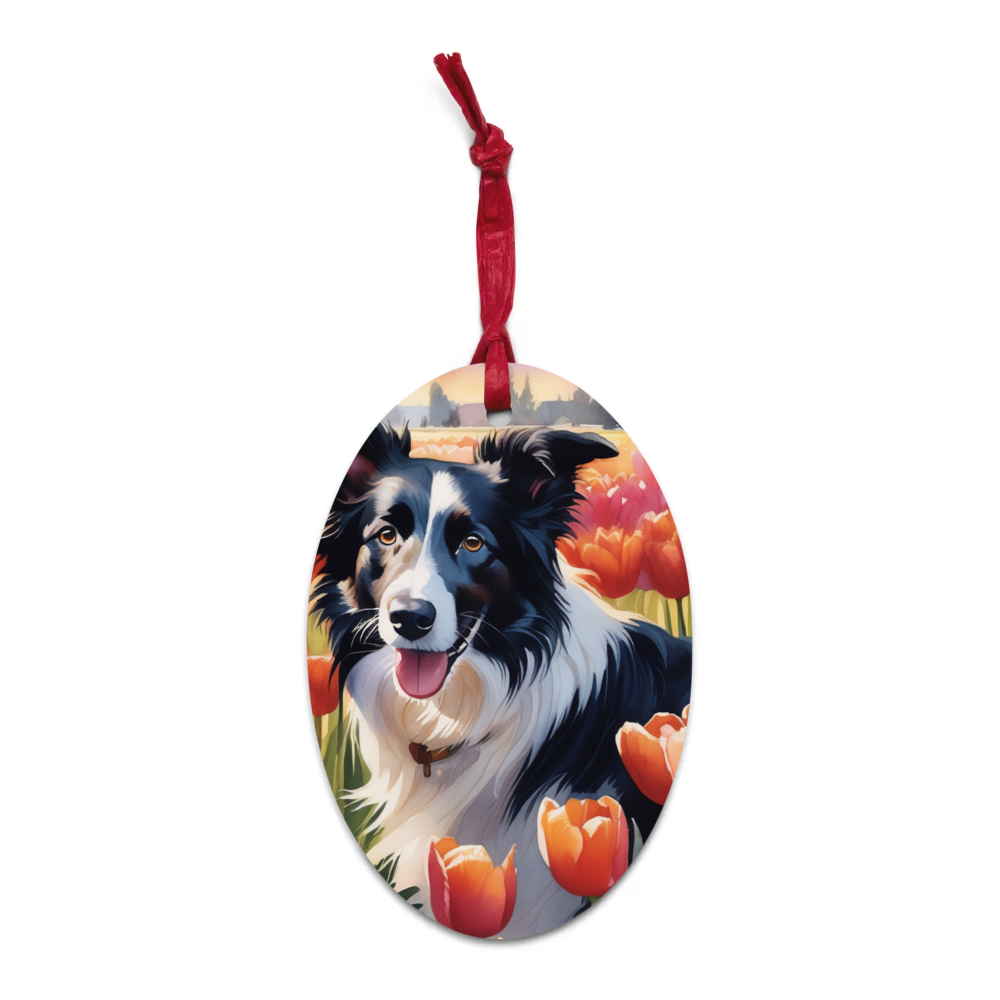PugMug Custom Border Collie Wooden Ornament