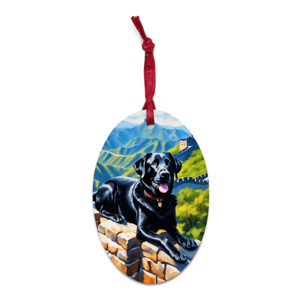 PugMug Custom Black Labrador Retriever Wooden Ornament