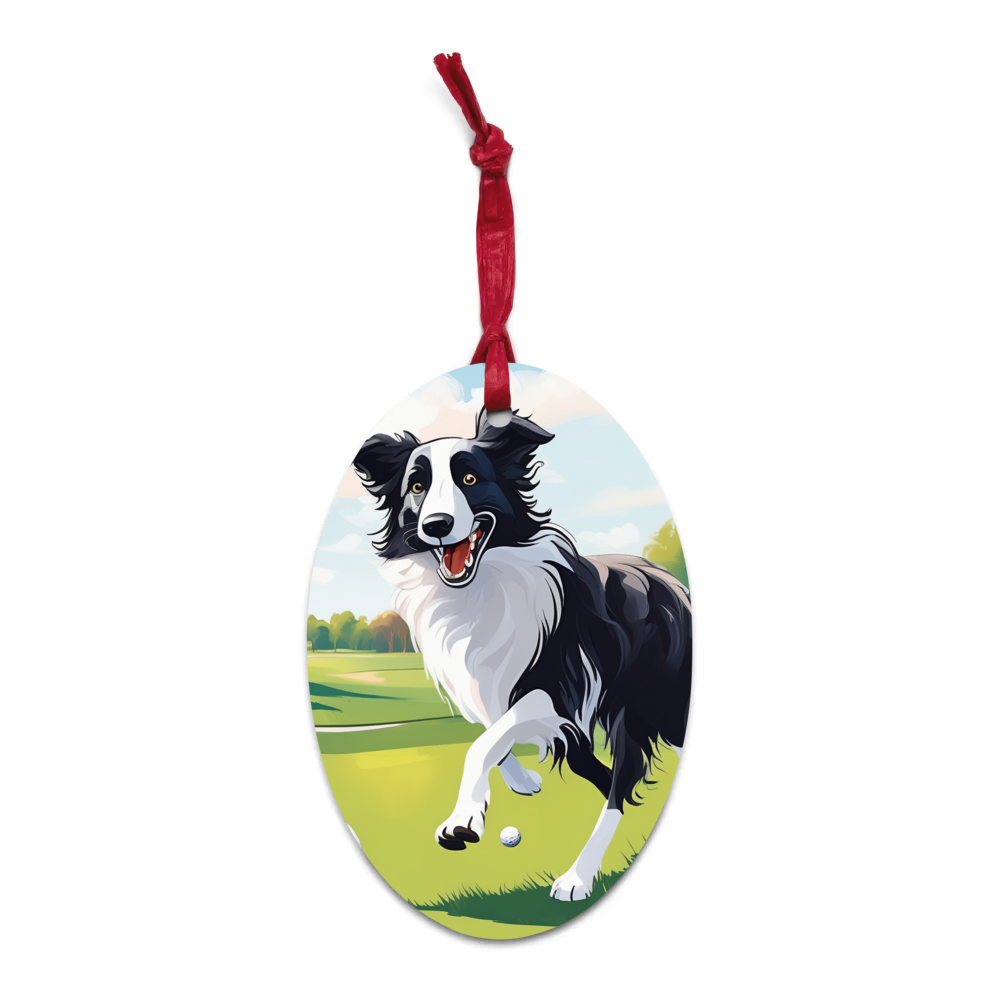 PugMug Custom Border Collie Wooden Ornament