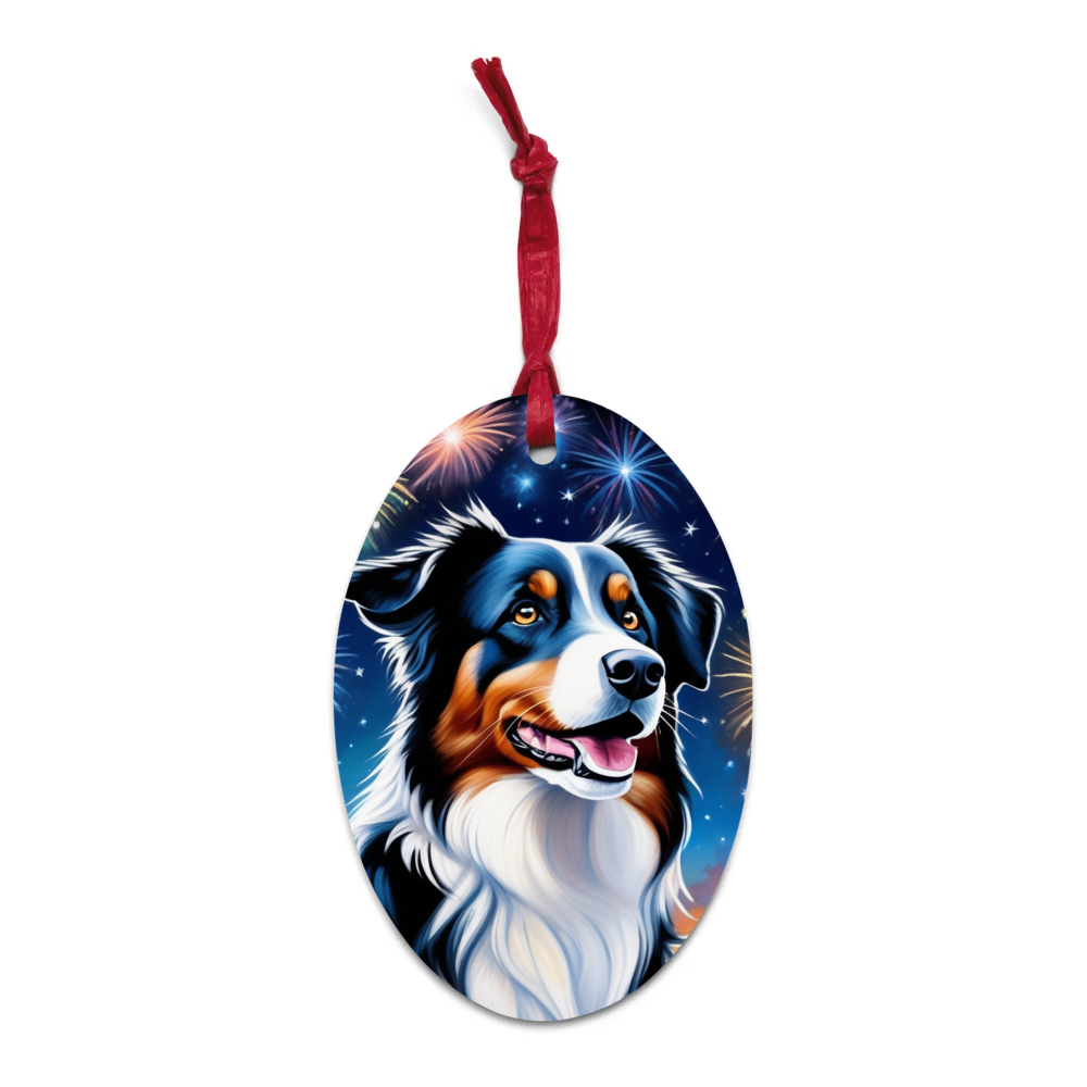 PugMug Custom Australian Shepherd Dog Wooden Ornament