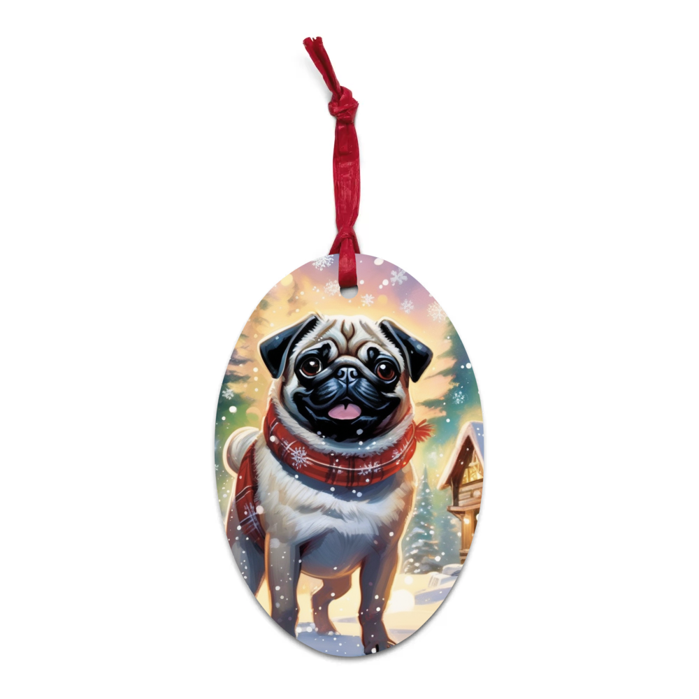 PugMug Custom Pug Wooden Ornament