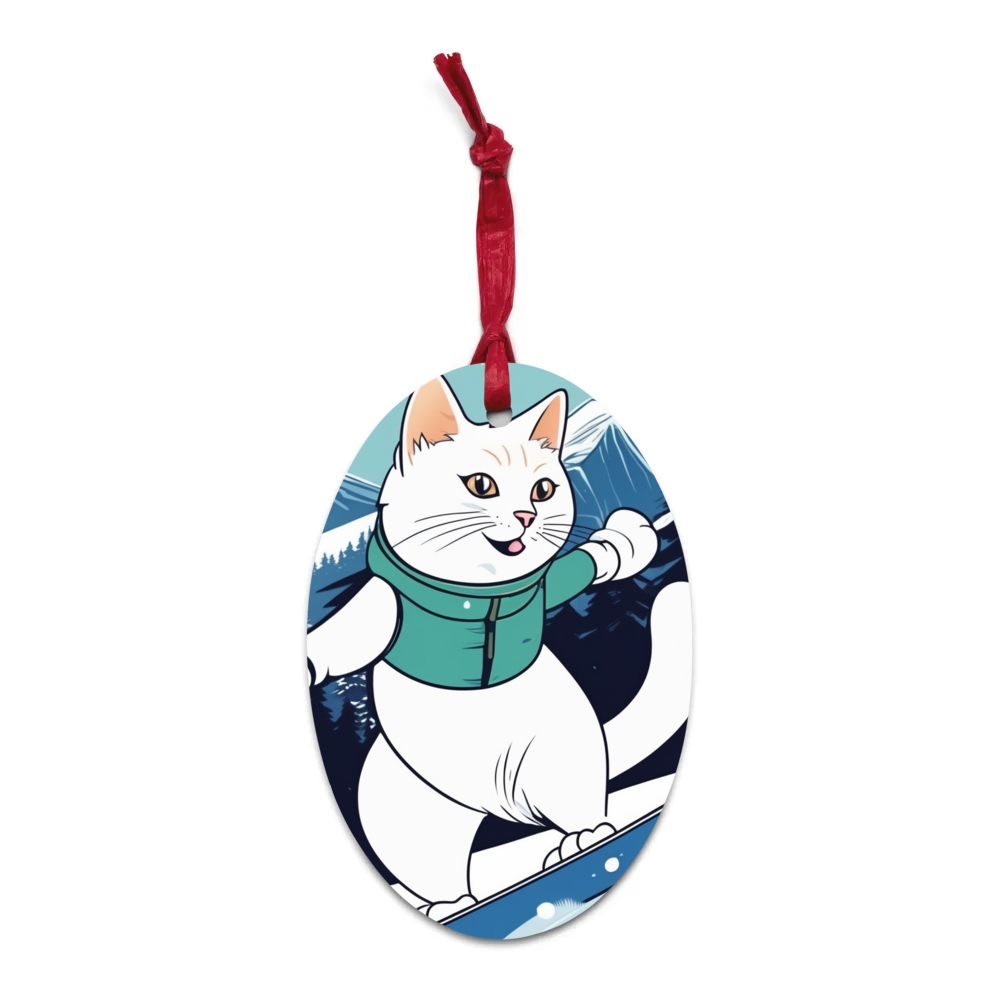 PugMug Custom White Companion Cat Wooden Ornament