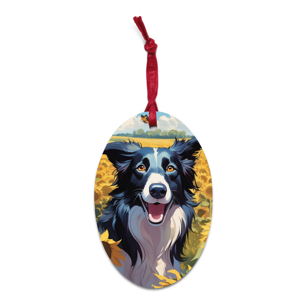 PugMug Custom Border Collie Wooden Ornament
