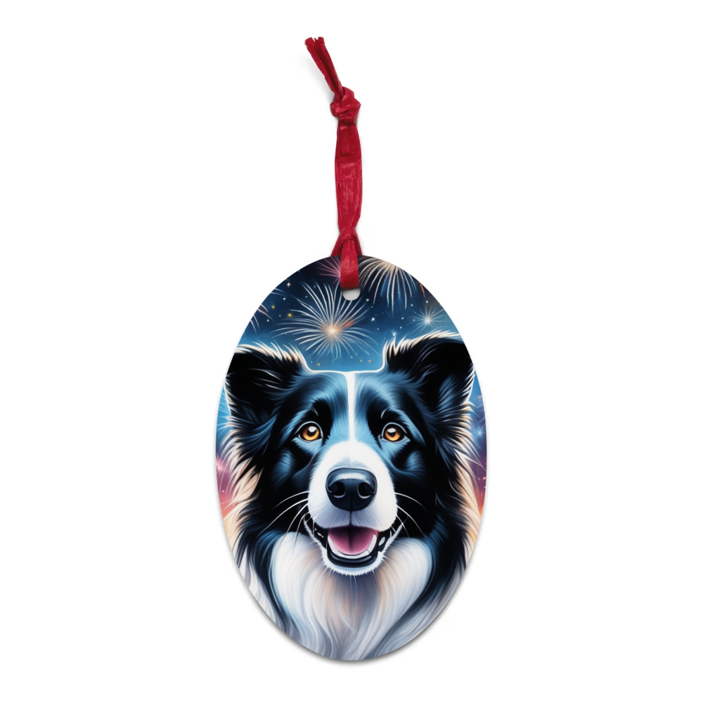 PugMug Custom Border Collie Wooden Ornament
