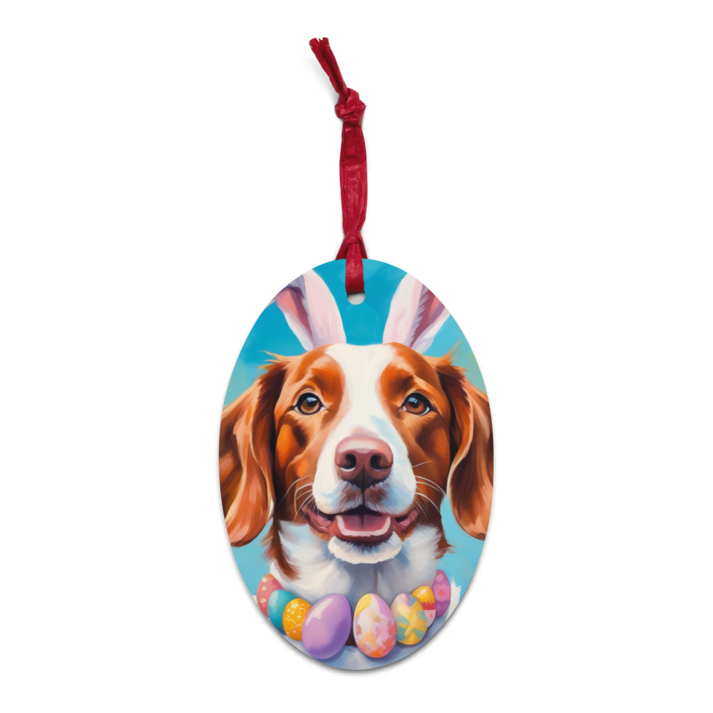 PugMug Custom Brittany Dog Wooden Ornament