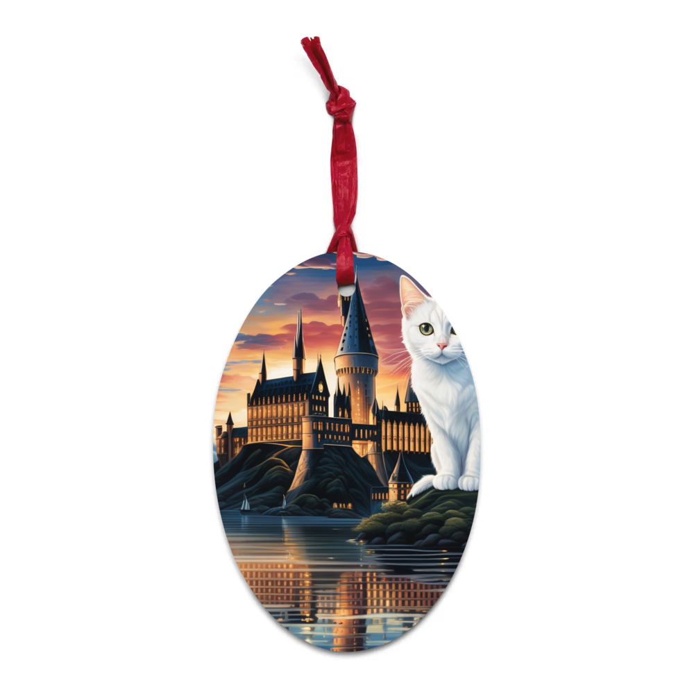 PugMug Custom White Companion Cat Wooden Ornament