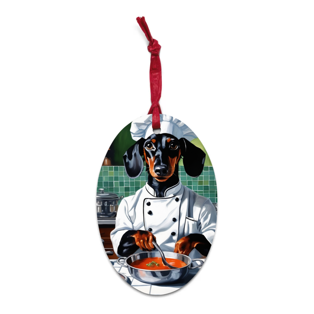 PugMug Custom Black Dachshund Wooden Ornament