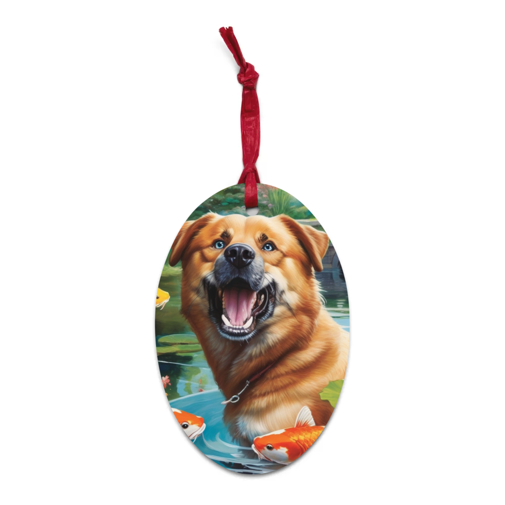 PugMug Custom Blue Wooden Ornament