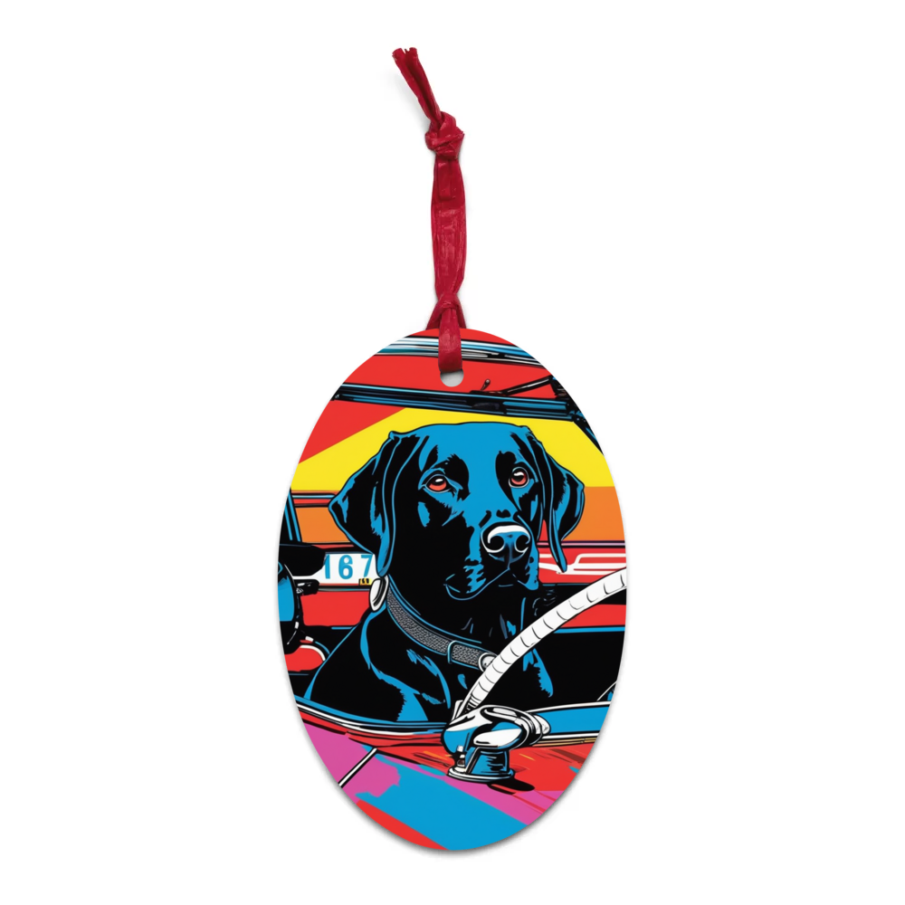 PugMug Custom Black Labrador Retriever Wooden Ornament