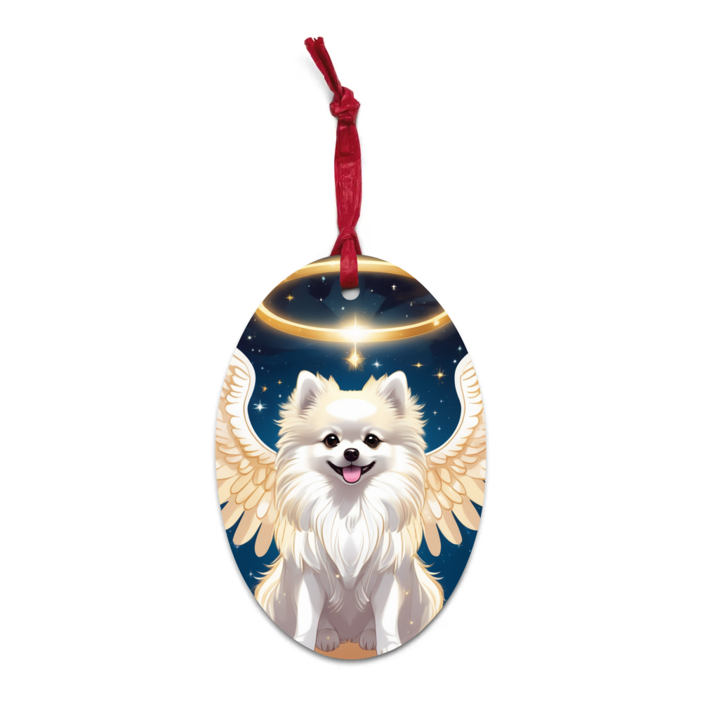 PugMug Custom White Pomeranian Wooden Ornament