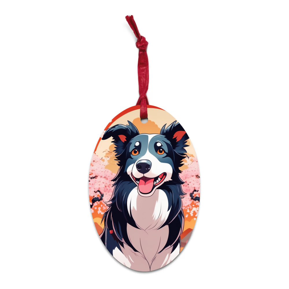 PugMug Custom Border Collie Wooden Ornament