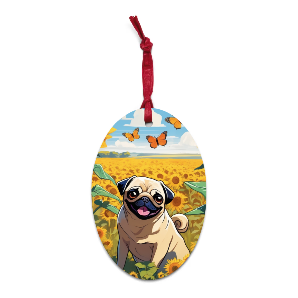 PugMug Custom Pug Wooden Ornament