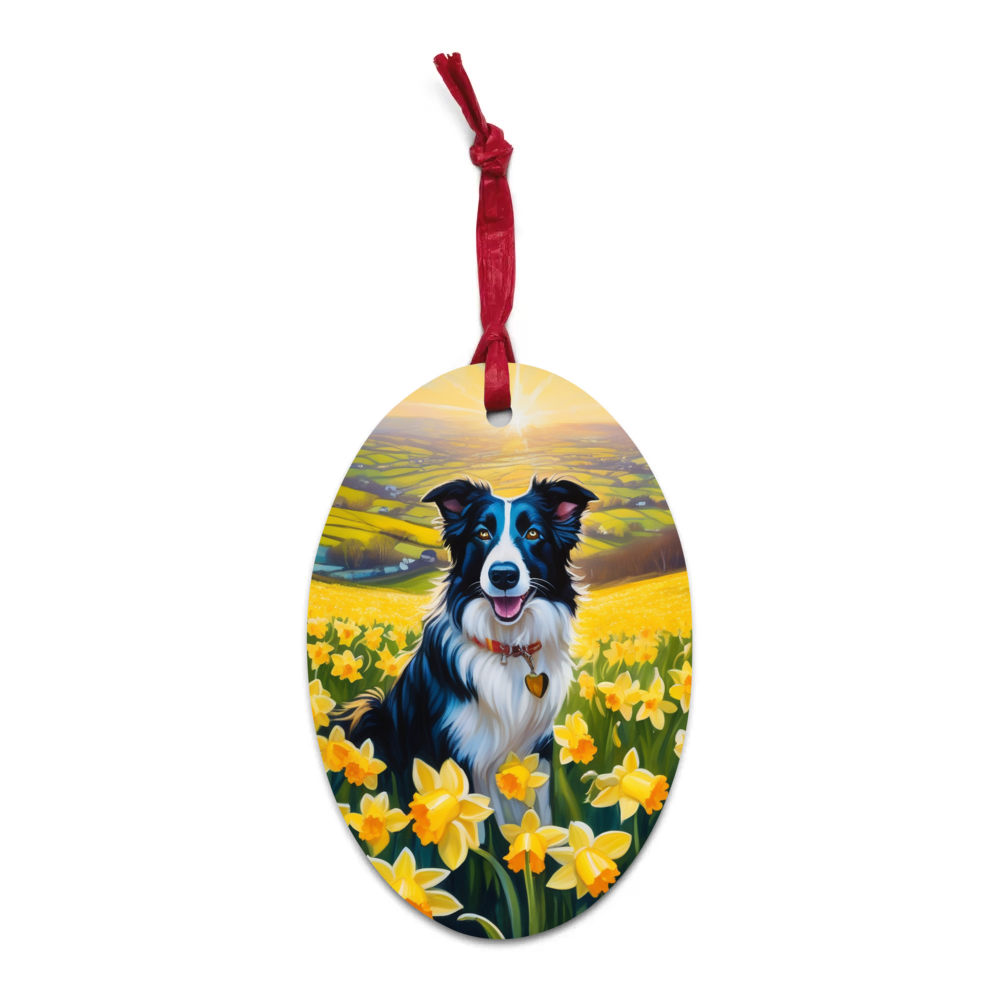 PugMug Custom Border Collie Wooden Ornament