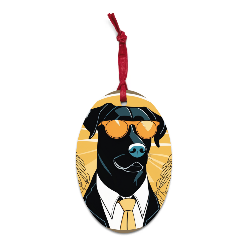 PugMug Custom Black Labrador Retriever Wooden Ornament