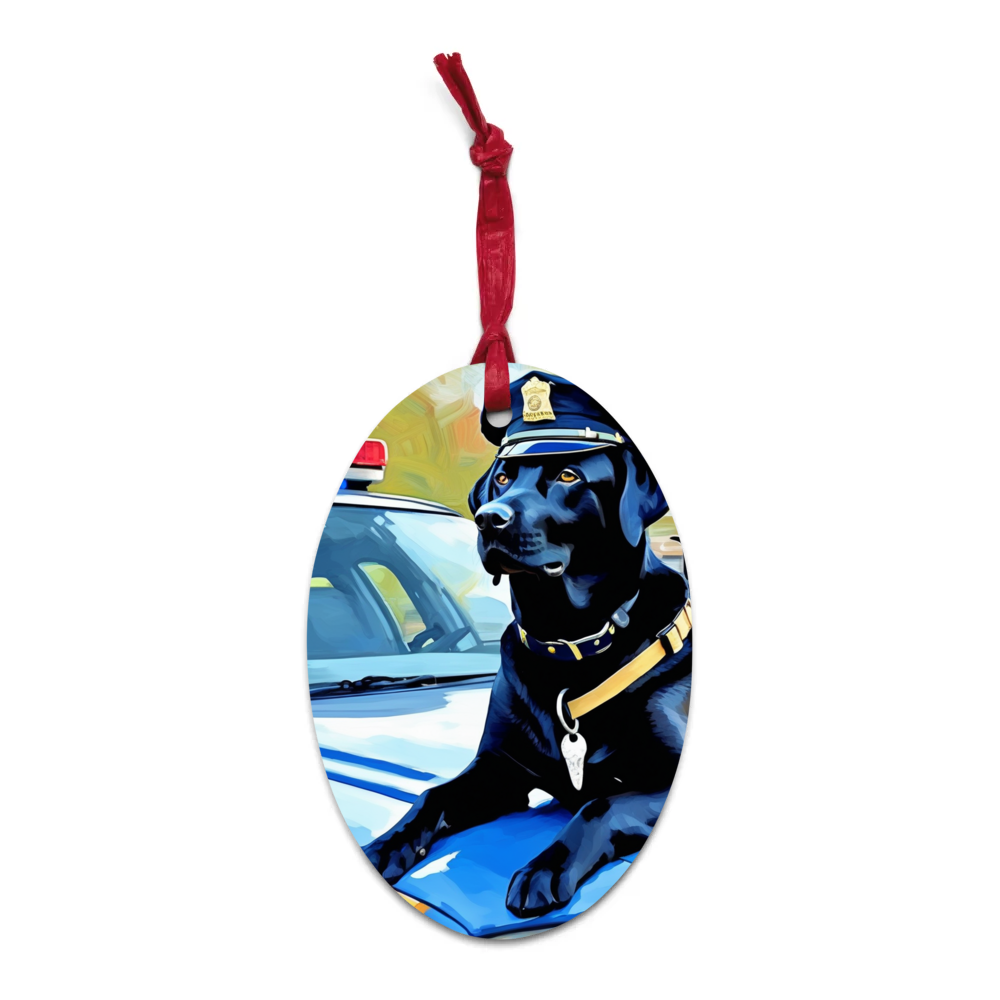 PugMug Custom Black Labrador Retriever Wooden Ornament