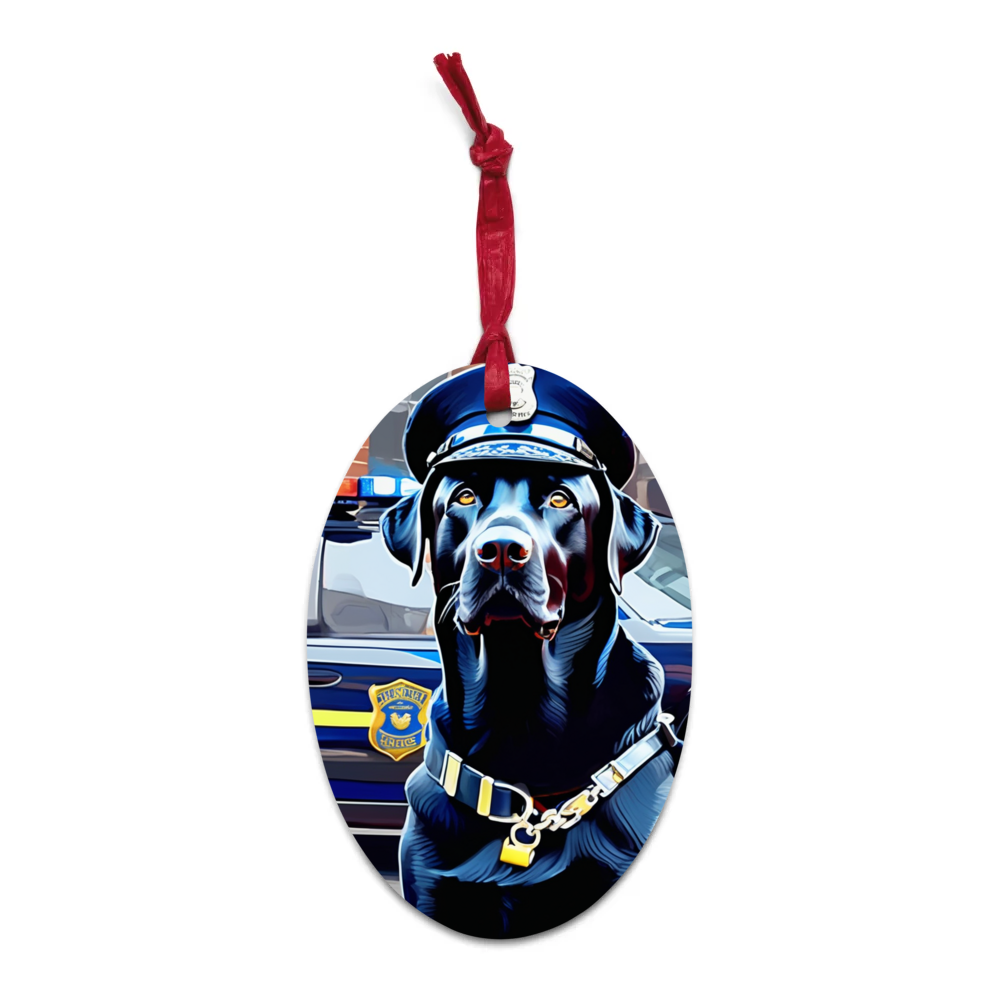 PugMug Custom Black Labrador Retriever Wooden Ornament