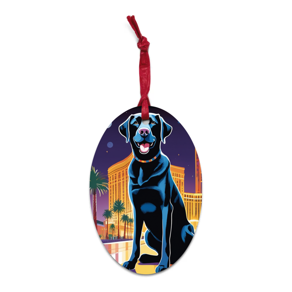 PugMug Custom Black Labrador Retriever Wooden Ornament