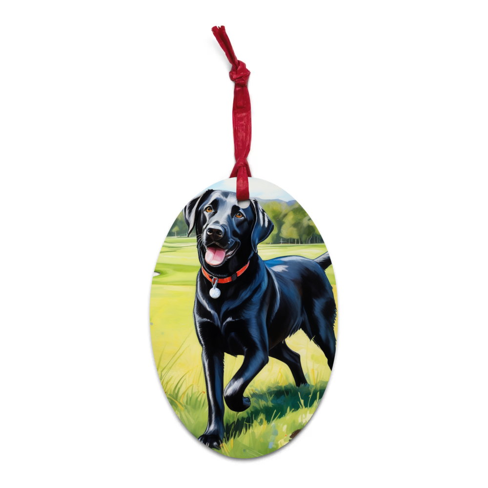 PugMug Custom Black Labrador Retriever Wooden Ornament
