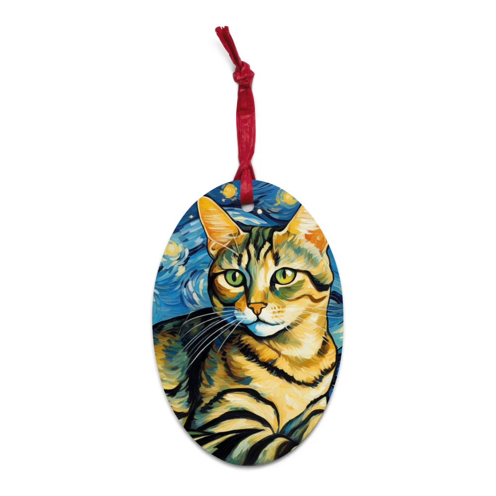 PugMug Custom Tabby Companion Cat Wooden Ornament