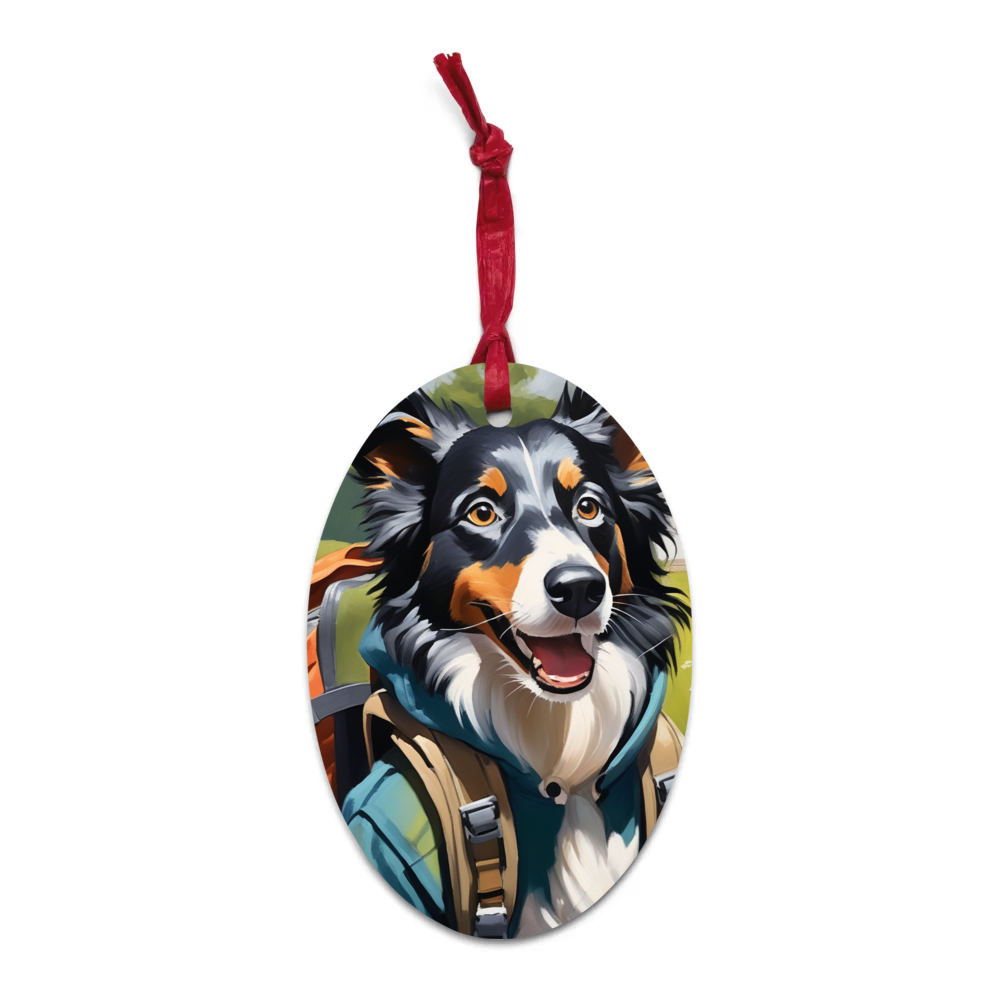 PugMug Custom Border Collie Wooden Ornament