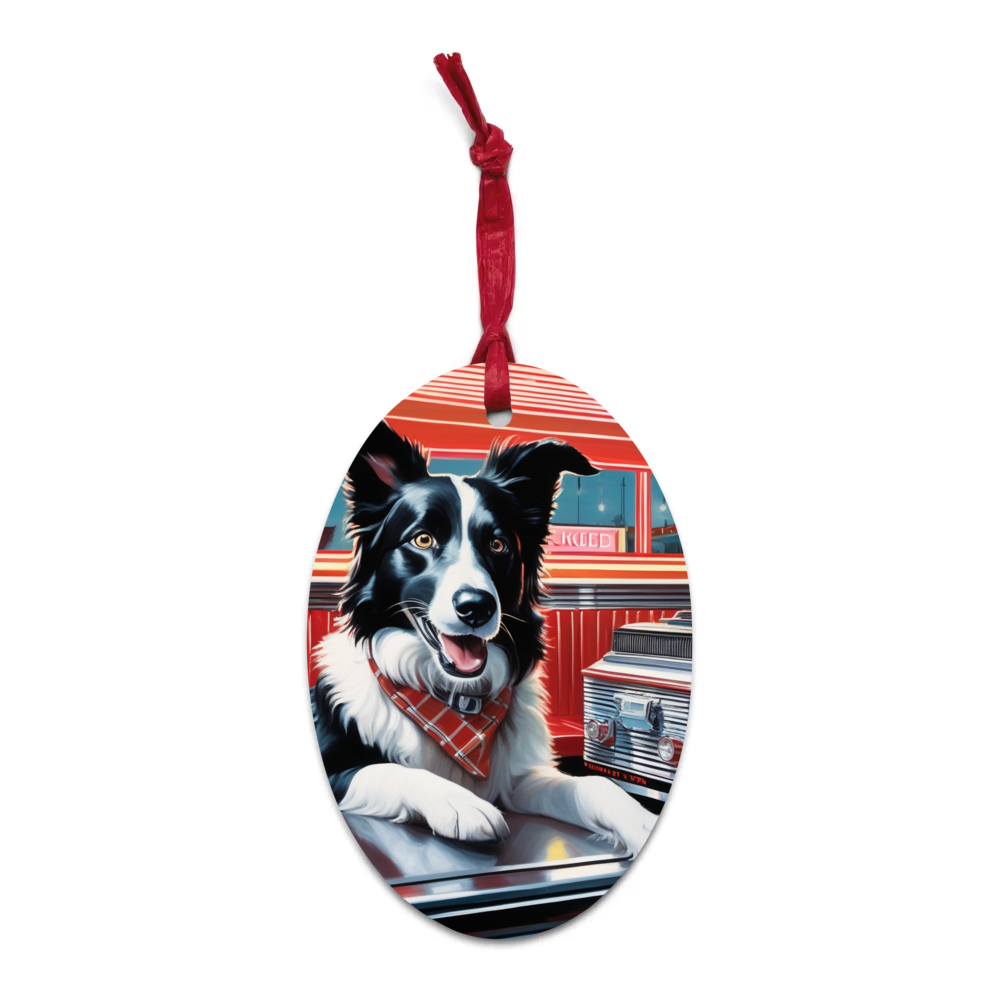 PugMug Custom Border Collie Wooden Ornament