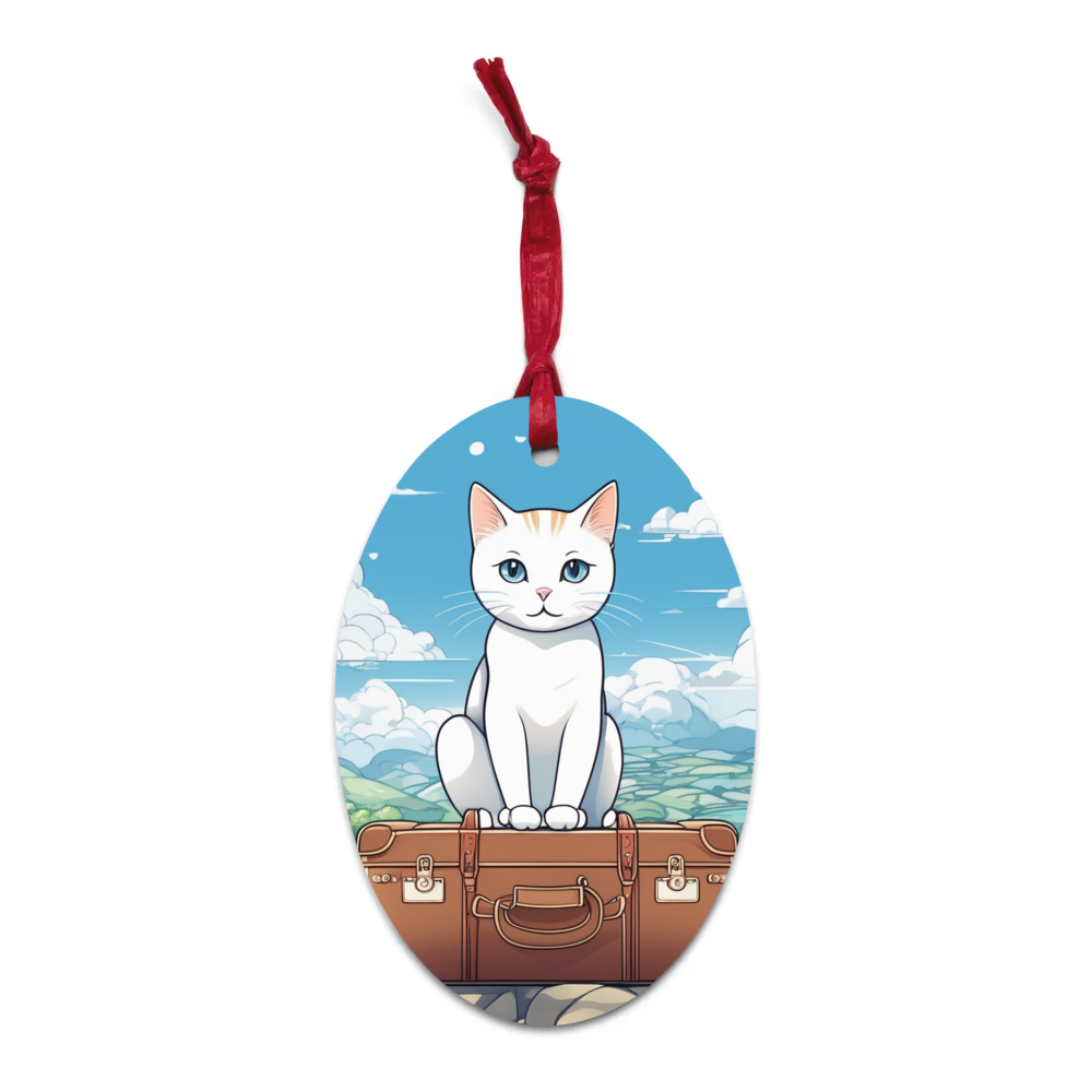 PugMug Custom White Companion Cat Wooden Ornament