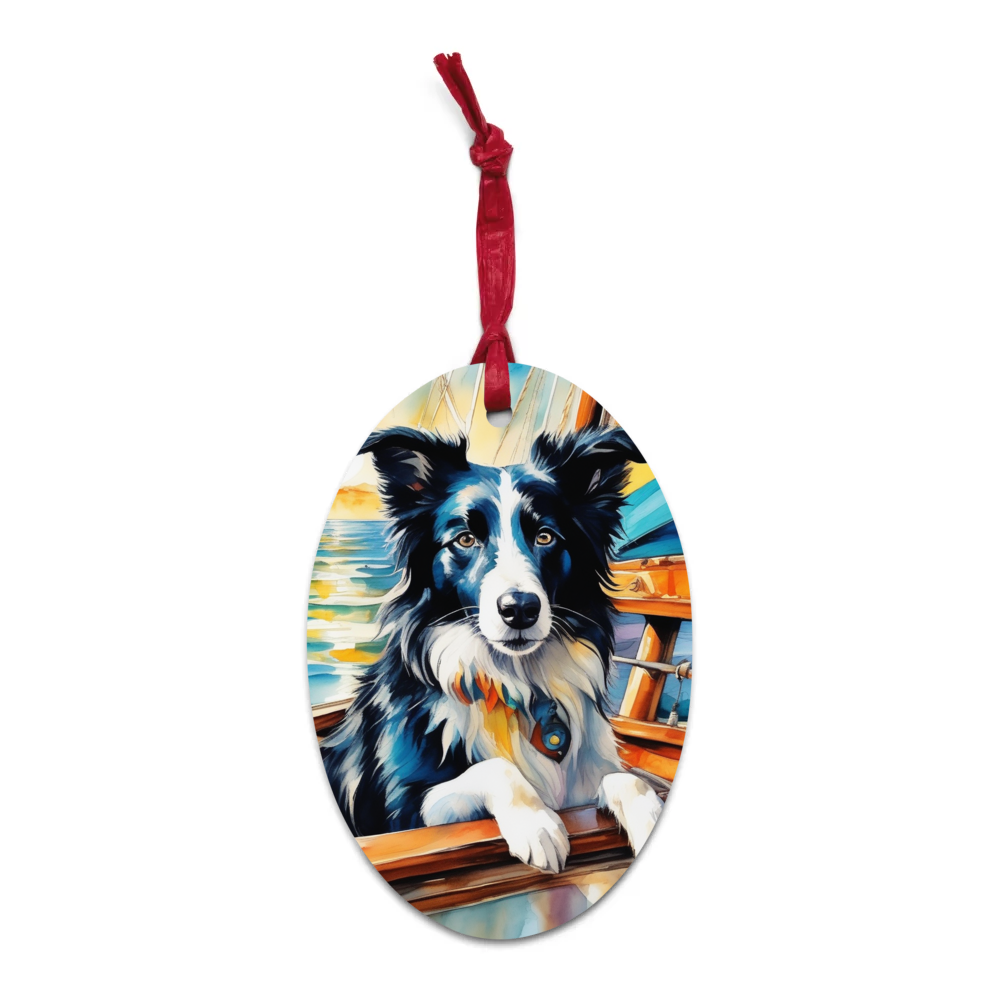 PugMug Custom Border Collie Wooden Ornament