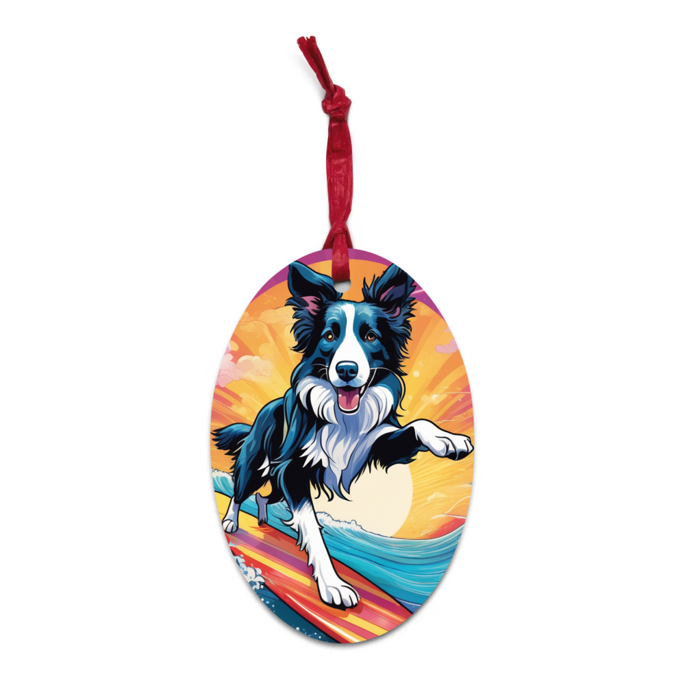 PugMug Custom Border Collie Wooden Ornament
