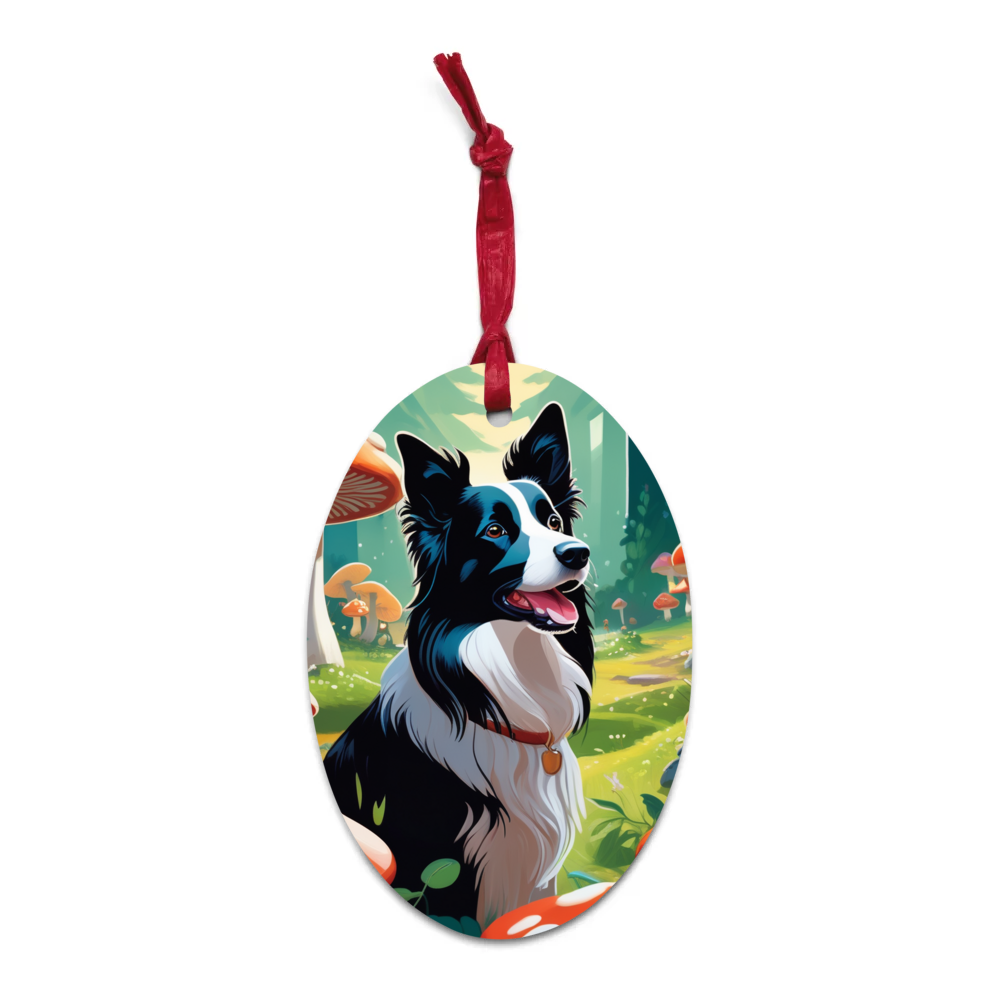 PugMug Custom Border Collie Wooden Ornament
