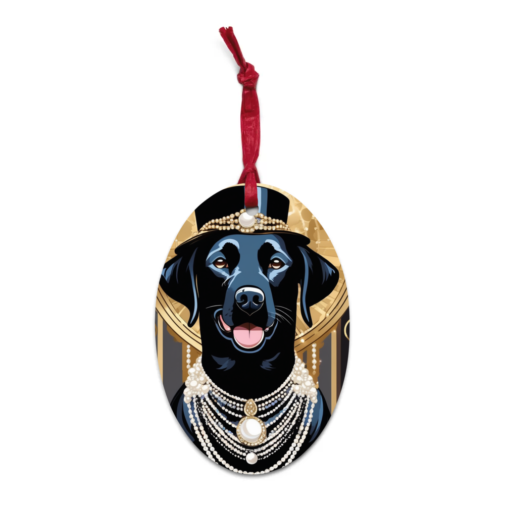 PugMug Custom Black Labrador Retriever Wooden Ornament