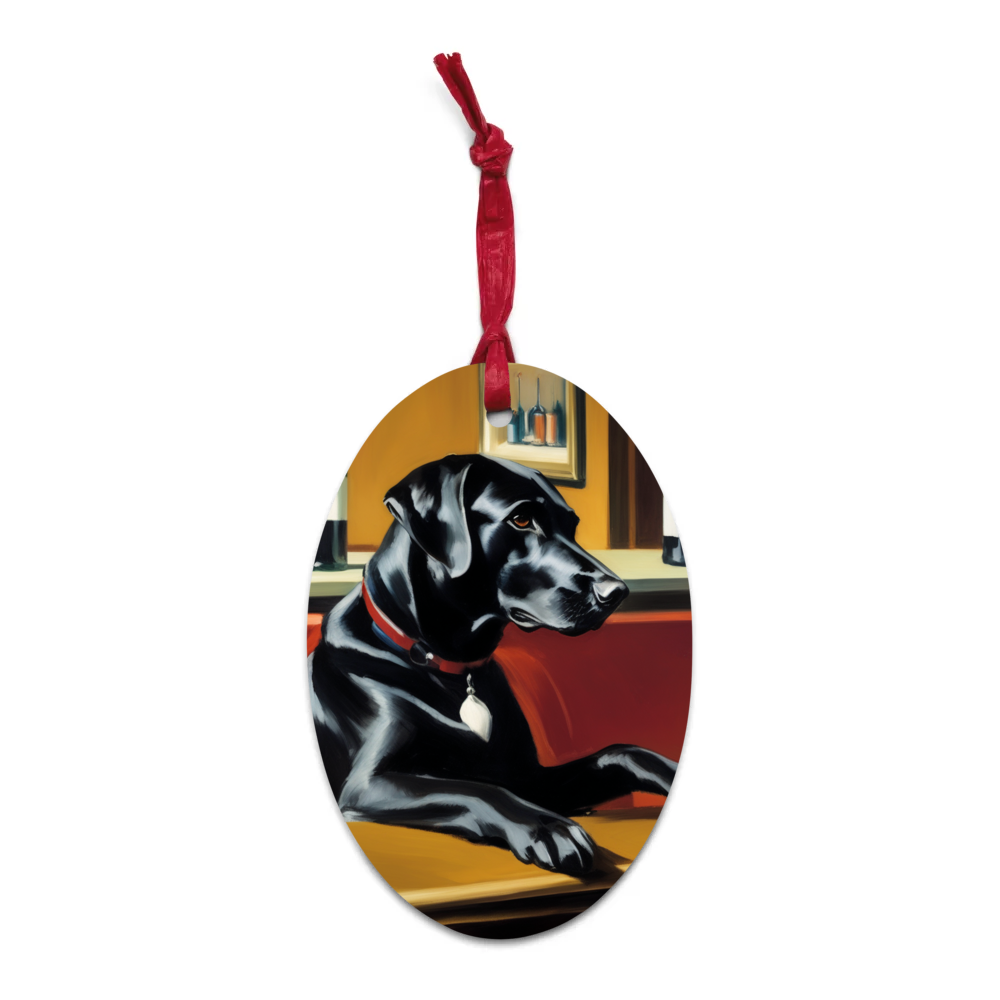 PugMug Custom Black Labrador Retriever Wooden Ornament