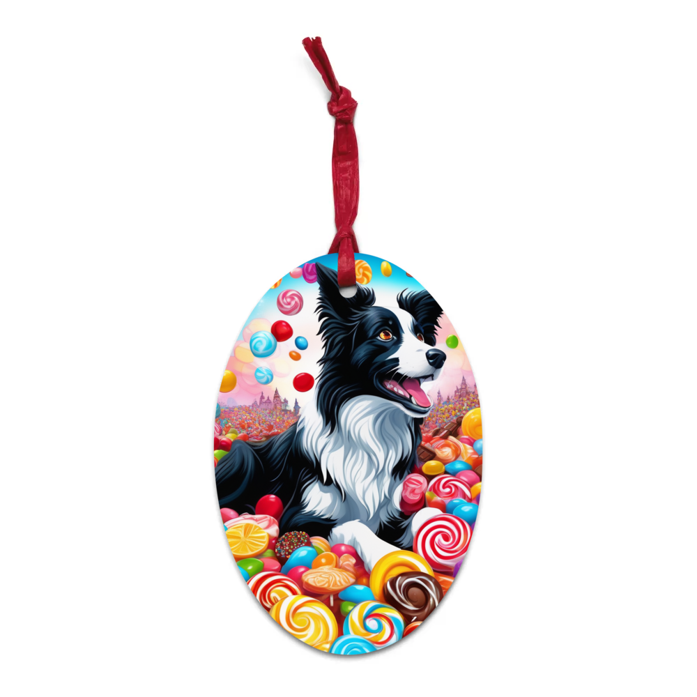 PugMug Custom Border Collie Wooden Ornament