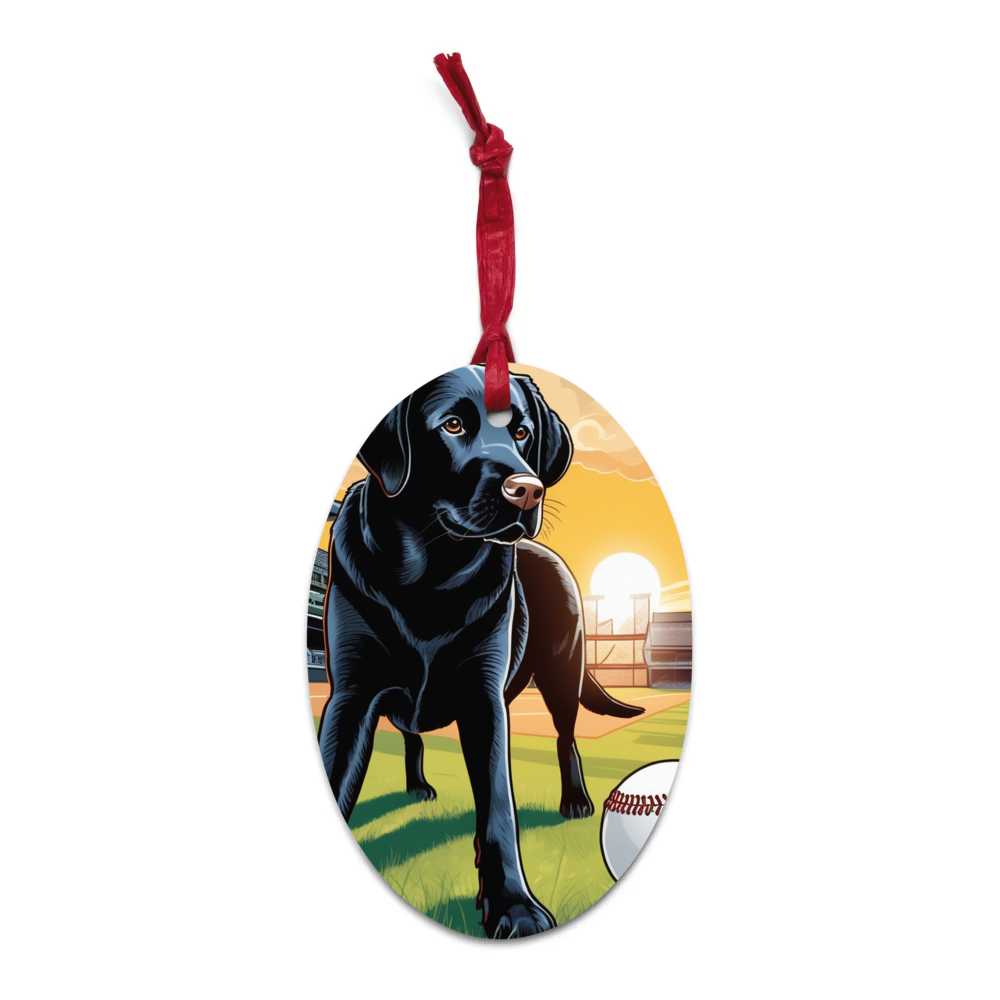 PugMug Custom Black Labrador Retriever Wooden Ornament