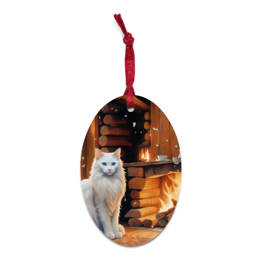 PugMug Custom White Ragdoll Cat Wooden Ornament