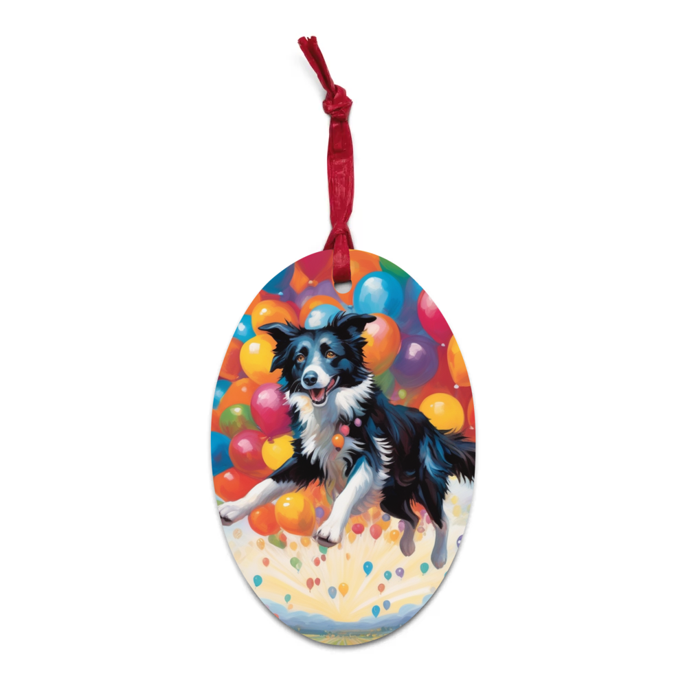 PugMug Custom Border Collie Wooden Ornament