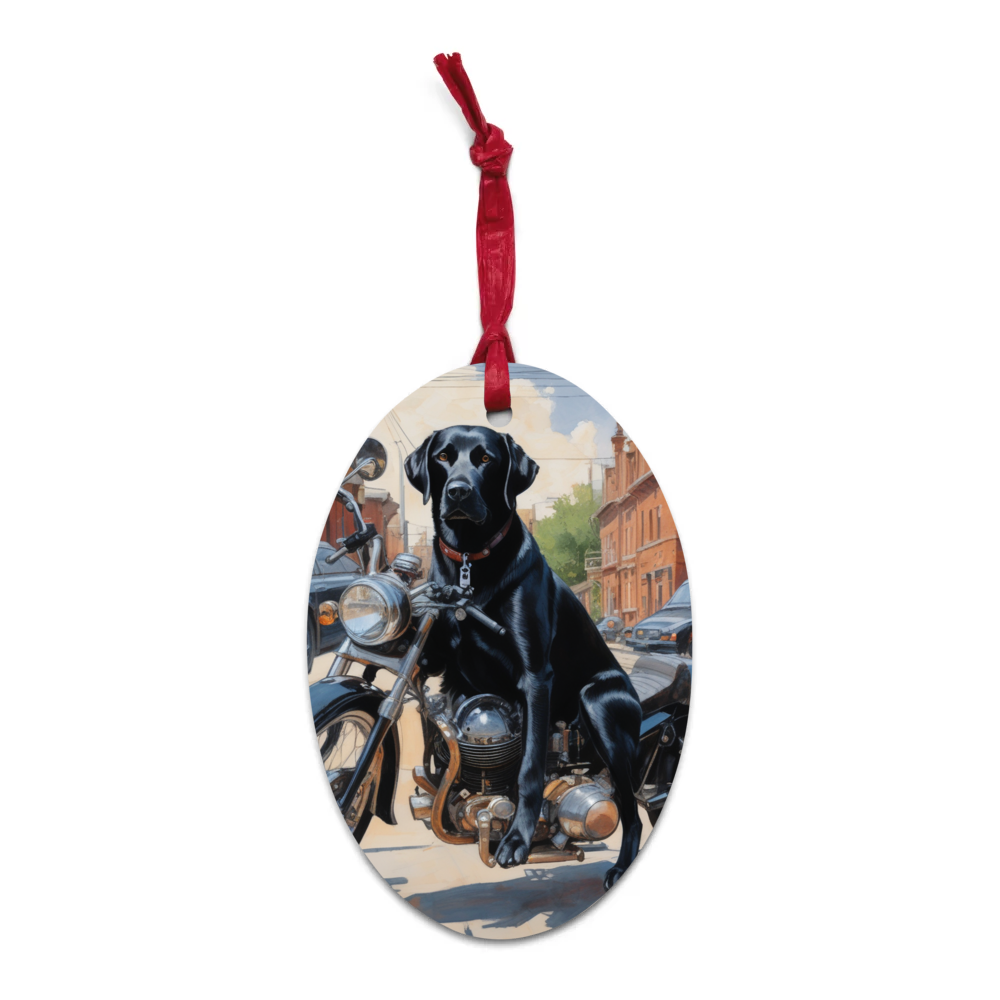 PugMug Custom Black Labrador Retriever Wooden Ornament