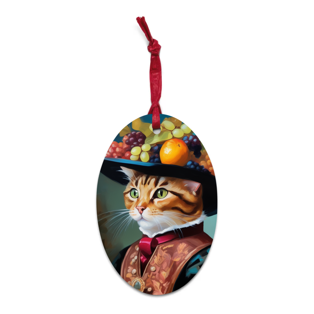 PugMug Custom Tabby Exotic Cat Wooden Ornament