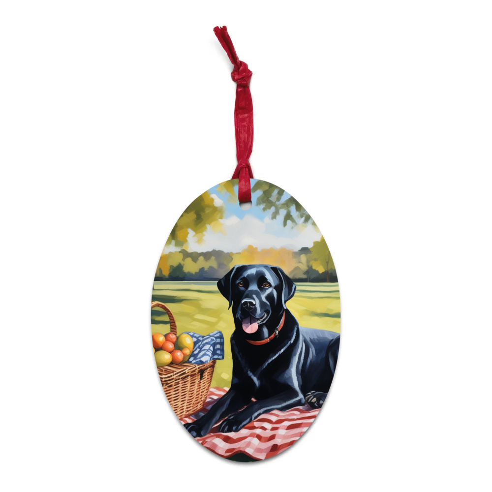 PugMug Custom Black Labrador Retriever Wooden Ornament