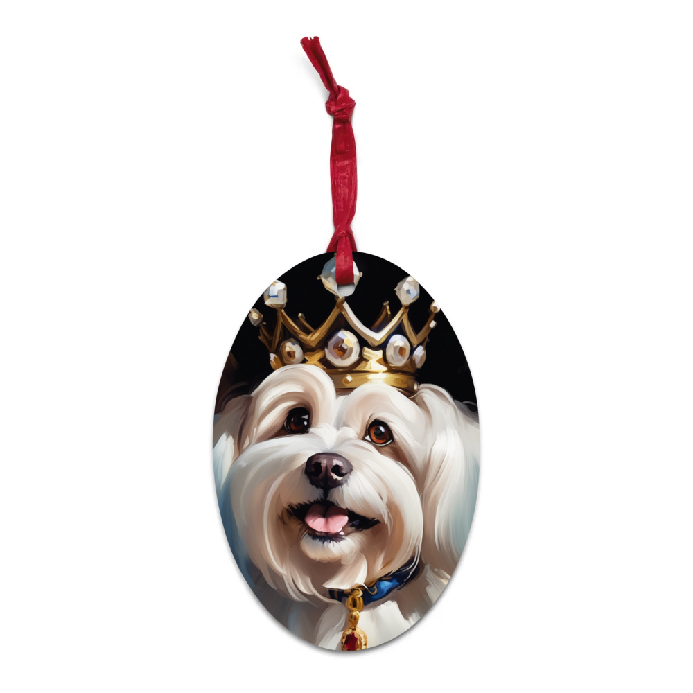 PugMug Custom White Havanese Dog Wooden Ornament