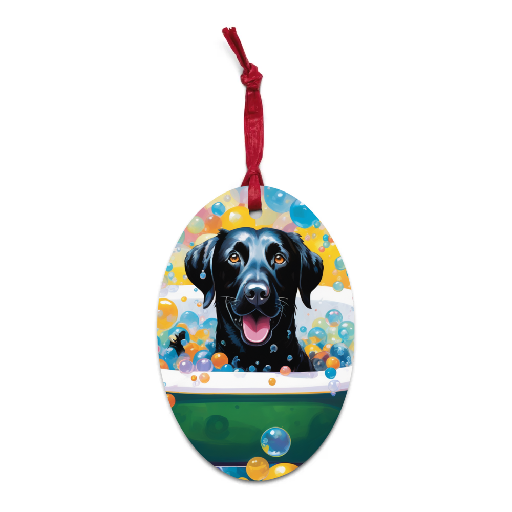 PugMug Custom Black Labrador Retriever Wooden Ornament