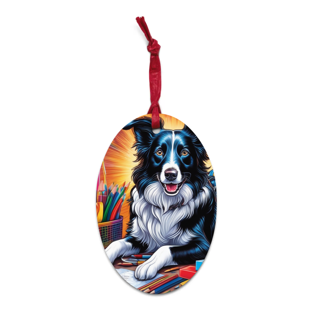 PugMug Custom Border Collie Wooden Ornament