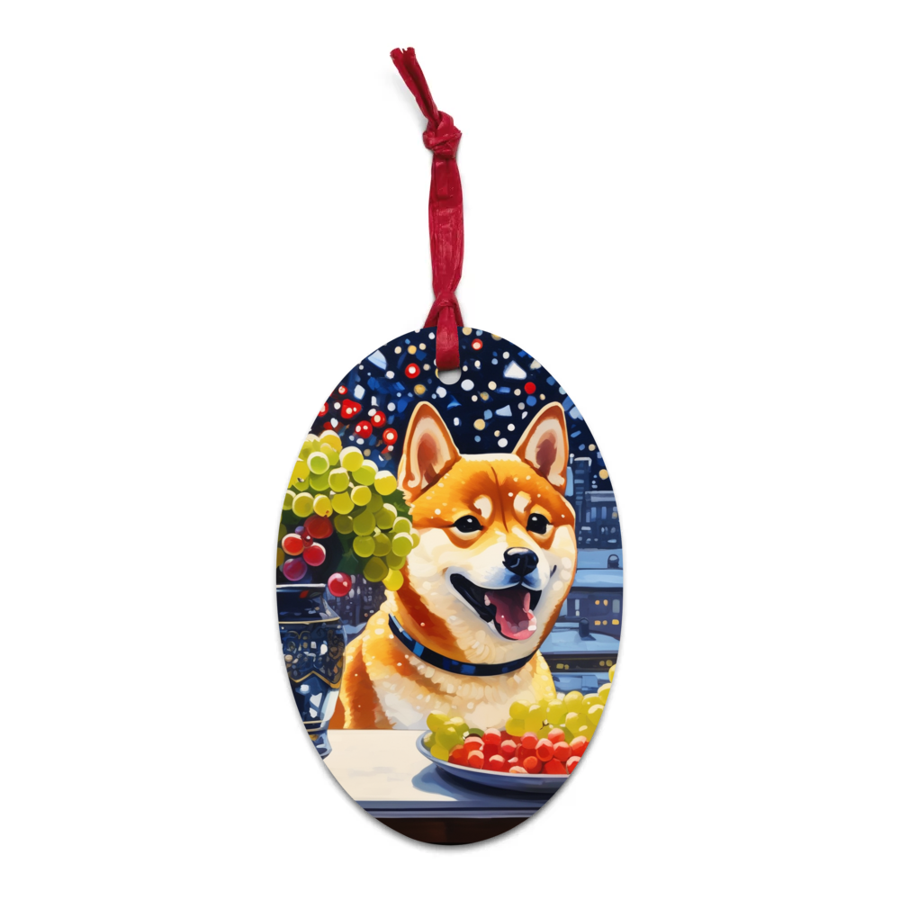 PugMug Custom Shiba Inu Wooden Ornament